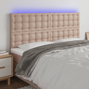 Cappuccino műbőr led-es fejtámla 200x5x118/128 cm