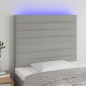 Világosszürke szövet led-es fejtámla 80x5x118/128 cm