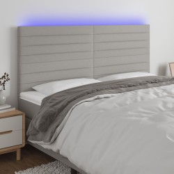 Világosszürke szövet led-es fejtámla 160x5x118/128 cm