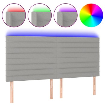 Világosszürke szövet led-es fejtámla 180x5x118/128 cm
