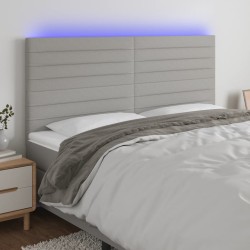 Világosszürke szövet led-es fejtámla 200x5x118/128 cm
