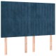 Sötétkék bársony led-es fejtámla 144x5x118/128 cm