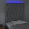 Világosszürke szövet led-es fejtámla 80x7x118/128 cm