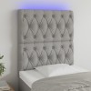 Világosszürke szövet led-es fejtámla 80x7x118/128 cm