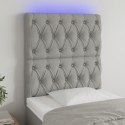 Világosszürke szövet led-es fejtámla 80x7x118/128 cm