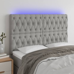 Világosszürke szövet led-es fejtámla 160x7x118/128 cm