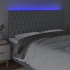 Világosszürke szövet led-es fejtámla 200x7x118/128 cm