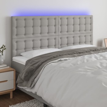 Világosszürke szövet led-es fejtámla 180x5x118/128 cm