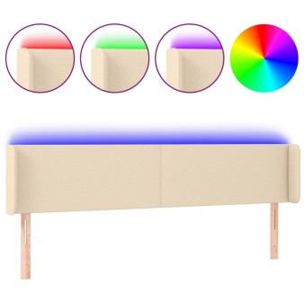 Krémszínű szövet led-es fejtámla 163 x 16 x 78/88 cm