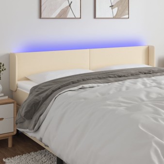 Krémszínű szövet led-es fejtámla 163 x 16 x 78/88 cm