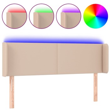 Cappuccino színű műbőr led-es fejtámla 147x16x78/88 cm