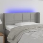 Világosszürke szövet led-es fejtámla 83 x 16 x 78/88 cm
