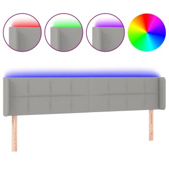 Világosszürke szövet led-es fejtámla 163 x 16 x 78/88 cm