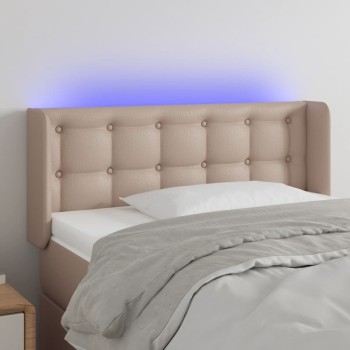 Cappuccino színű műbőr led-es fejtámla 103x16x78/88 cm