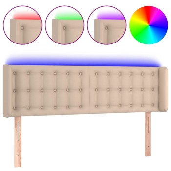 Cappuccino színű műbőr led-es fejtámla 147x16x78/88 cm