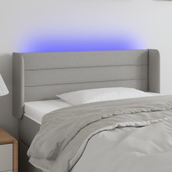 Világosszürke szövet led-es fejtámla 83 x 16 x 78/88 cm