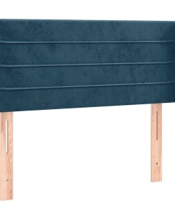 Sötétkék bársony led-es fejtámla 93 x 16 x 78/88 cm