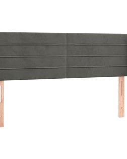 Sötétszürke bársony led-es fejtámla 147 x 16 x 78/88 cm