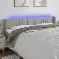 Világosszürke szövet led-es fejtámla 183 x 16 x 78/88 cm