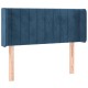 Sötétkék bársony led-es fejtámla 83 x 16 x 78/88 cm