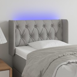 Világosszürke szövet led-es fejtámla 83 x 16 x 78/88 cm