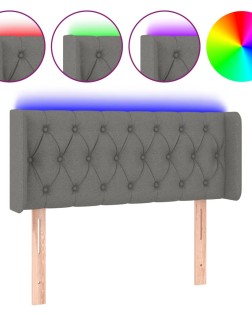 Sötétszürke szövet led-es fejtámla 93 x 16 x 78/88 cm