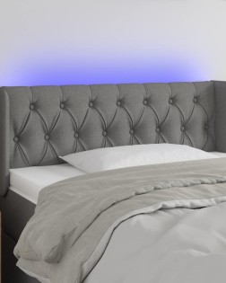 Sötétszürke szövet led-es fejtámla 93 x 16 x 78/88 cm