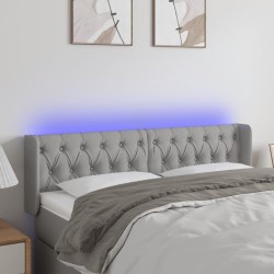 Világosszürke szövet led-es fejtámla 163 x 16 x 78/88 cm