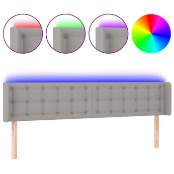 Világosszürke szövet led-es fejtámla 183 x 16 x 78/88 cm