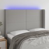 Világosszürke szövet led-es fejtámla 147x16x118/128 cm