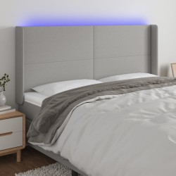 Világosszürke szövet led-es fejtámla 163x16x118/128 cm