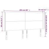 Világosszürke szövet led-es fejtámla 203x16x118/128 cm