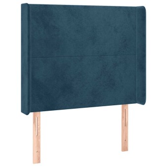 Sötétkék bársony led-es fejtámla 83x16x118/128 cm