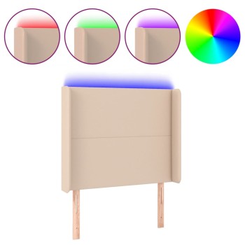 Cappuccino műbőr led-es fejtámla 93x16x118/128 cm