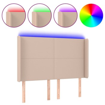 Cappuccino műbőr led-es fejtámla 147x16x118/128 cm