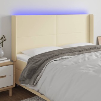 Krémszínű műbőr led-es fejtámla 203x16x118/128 cm
