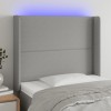 Világosszürke szövet led-es fejtámla 103x16x118/128 cm