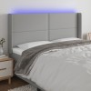 Világosszürke szövet led-es fejtámla 183x16x118/128 cm