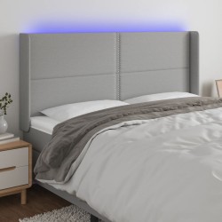 Világosszürke szövet led-es fejtámla 183x16x118/128 cm