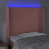 Rózsaszín bársony led-es fejtámla 93x16x118/128 cm