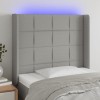 Világosszürke szövet led-es fejtámla 83x16x118/128 cm