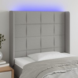 Világosszürke szövet led-es fejtámla 83x16x118/128 cm