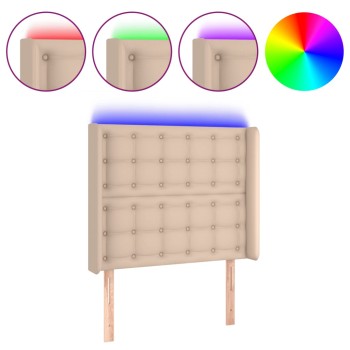 Cappuccino műbőr led-es fejtámla 83x16x118/128 cm
