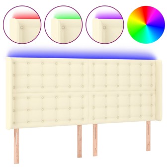 Krémszínű műbőr led-es fejtámla 163x16x118/128 cm