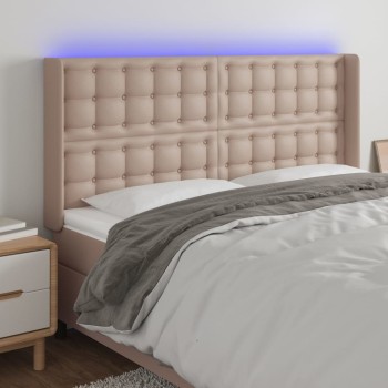 Cappuccino műbőr led-es fejtámla 183x16x118/128 cm
