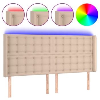 Cappuccino műbőr led-es fejtámla 203x16x118/128 cm