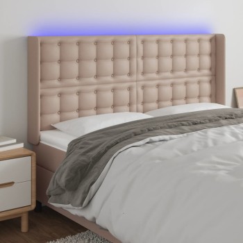 Cappuccino műbőr led-es fejtámla 203x16x118/128 cm
