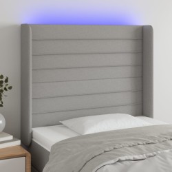 Világosszürke szövet led-es fejtámla 83x16x118/128 cm