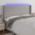 Világosszürke szövet led-es fejtámla 183x16x118/128 cm