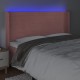 Rózsaszín bársony led-es fejtámla 203x16x118/128 cm